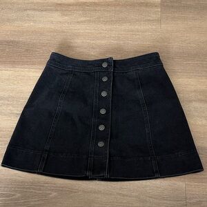Madewell Black Button-Up Denim Skirt